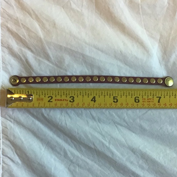 NWOT Red and Brass COACH NY studded bracelet, leather, snap - Picture 3 of 9